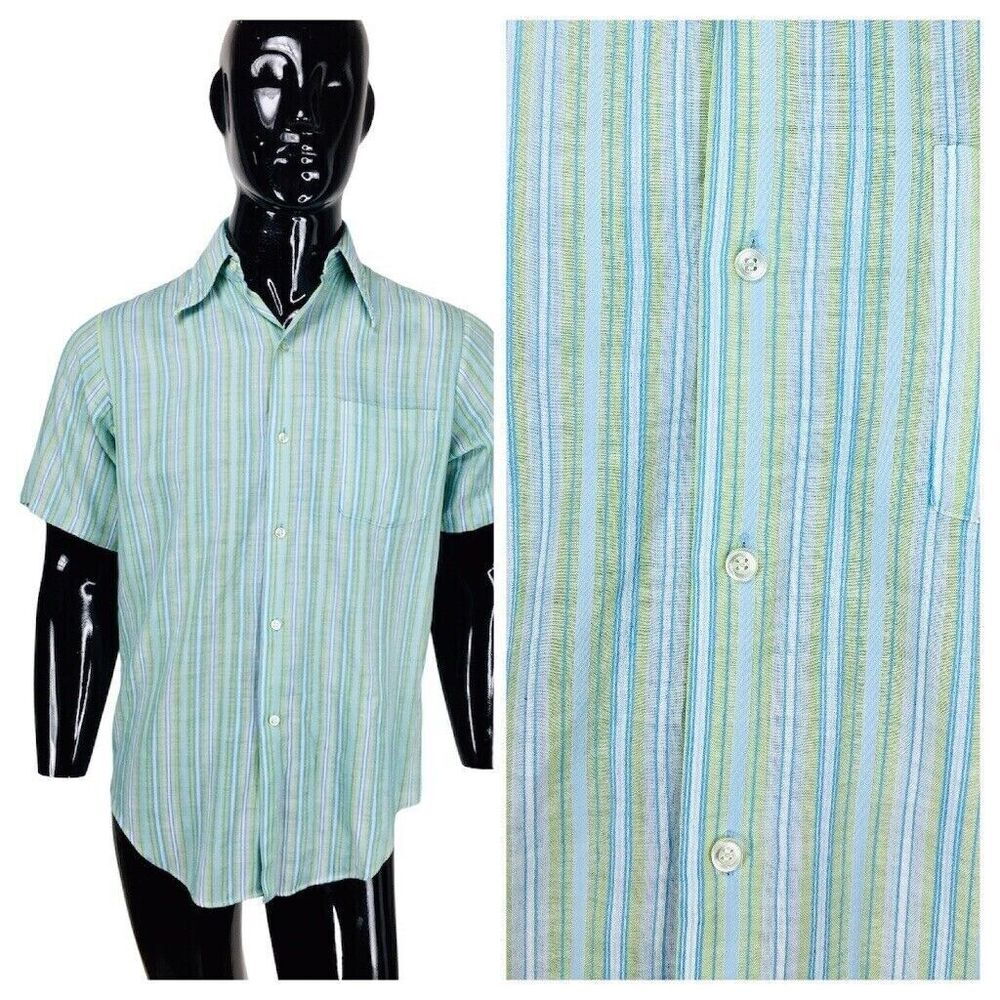 Vintage 50s 60s Penneys Towncraft Striped Penn Prest Rockabilly Shirt